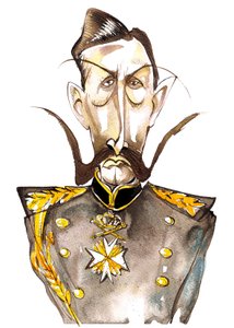 Guglielmo II, imperatore di Germania; Re di Prussia (1859-1941); caricatura a colori